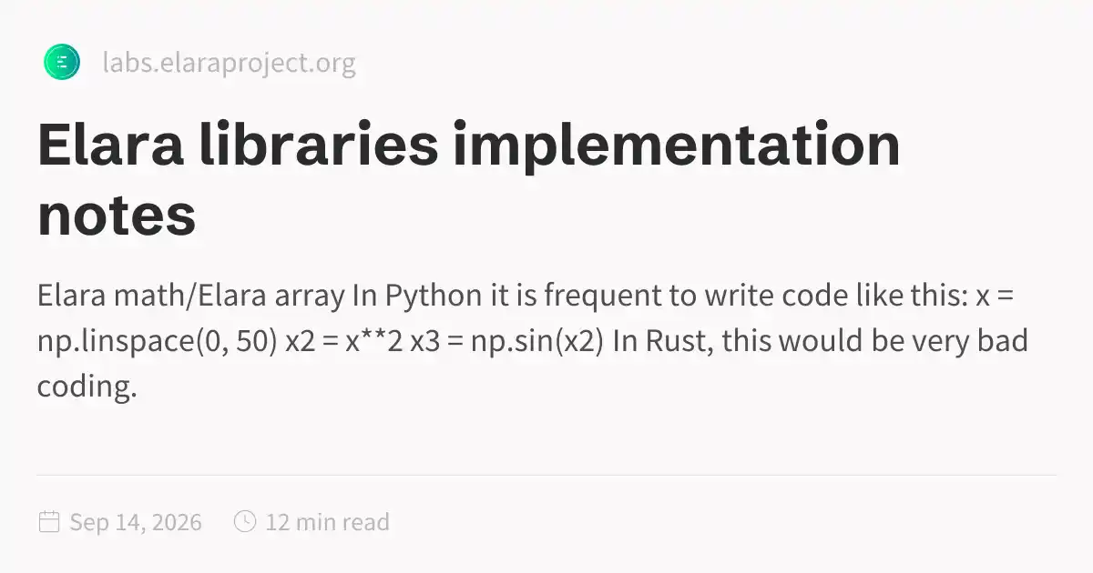 Elara libraries implementation notes