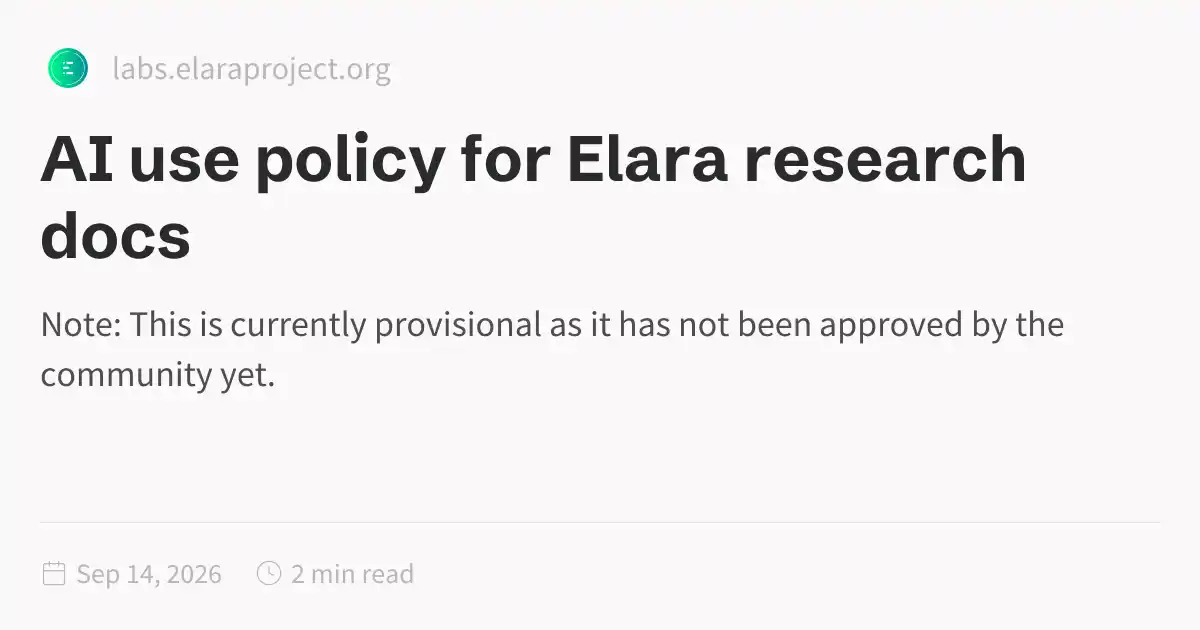 AI use policy for Elara research docs